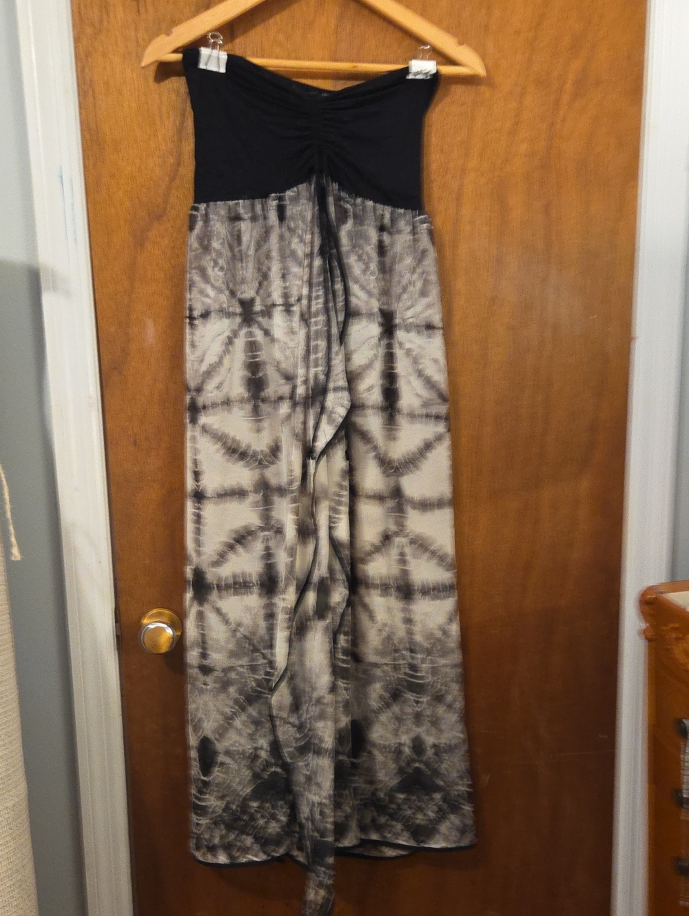 Boho Grey And Black Tie Dye Swimsuit Coverup